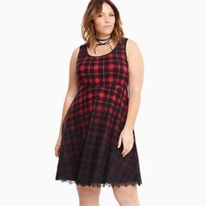 Torrid size 2 plaid ombré sleeveless skater dress